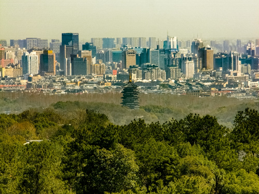 a view of a city from a hill