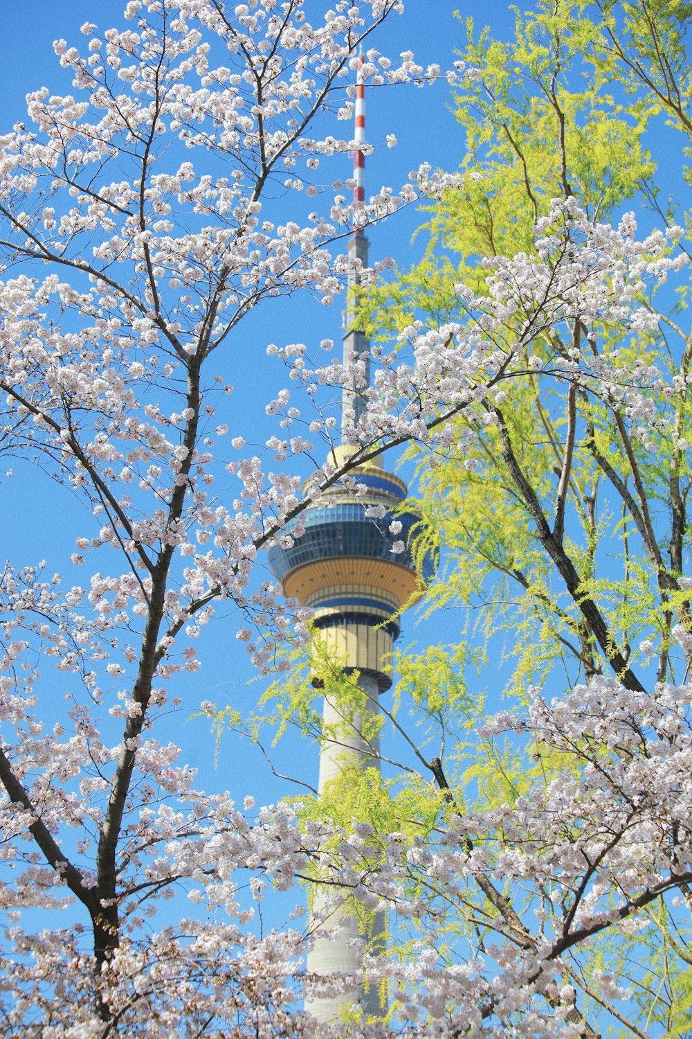 a tall tower with a clock on top of it