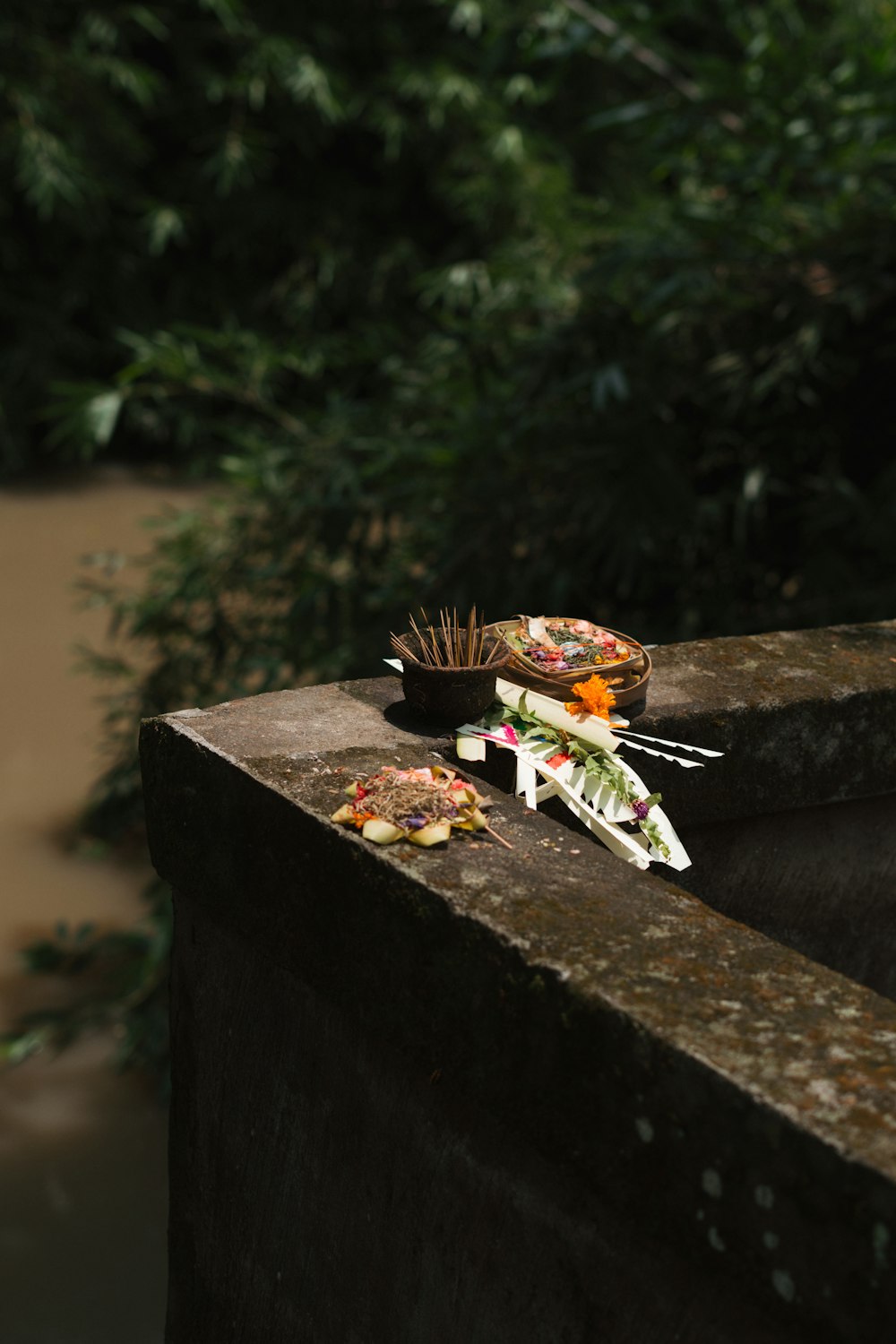 a bunch of flowers that are sitting on a ledge