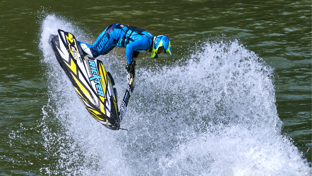 a person on a water ski in the water