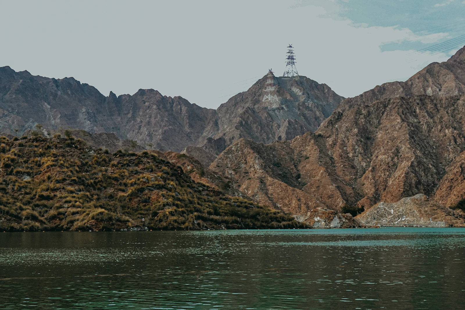 Al Rafisah Dam reservoir among the Hajar Mountains near Khorfakkan