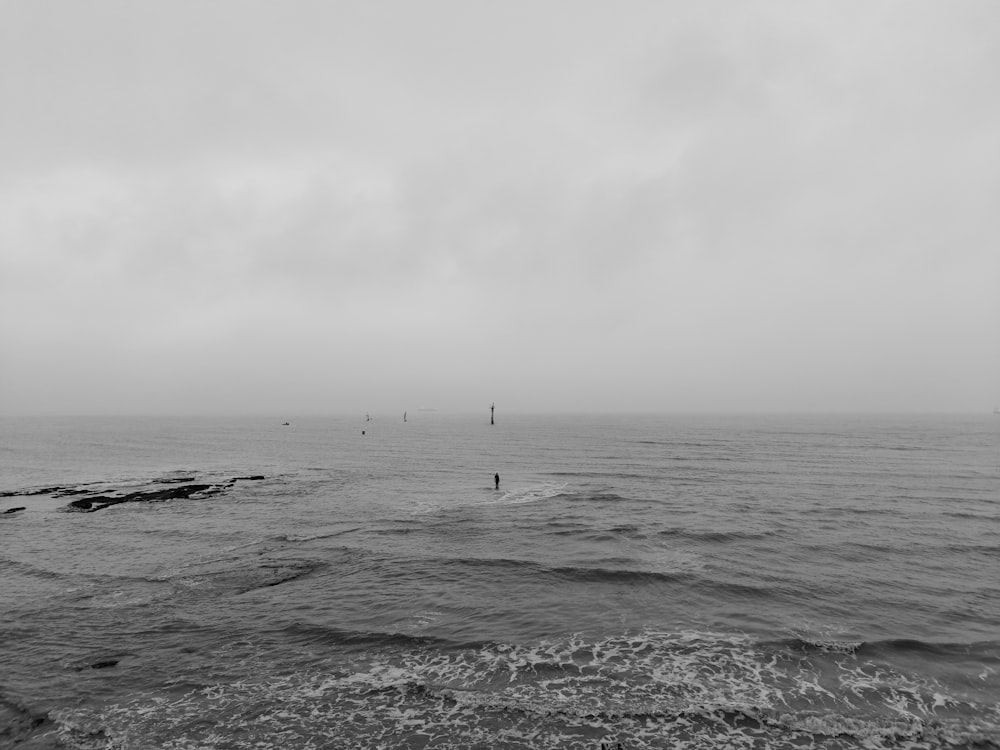 a black and white photo of a body of water