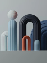 a group of colorful objects sitting on top of a table