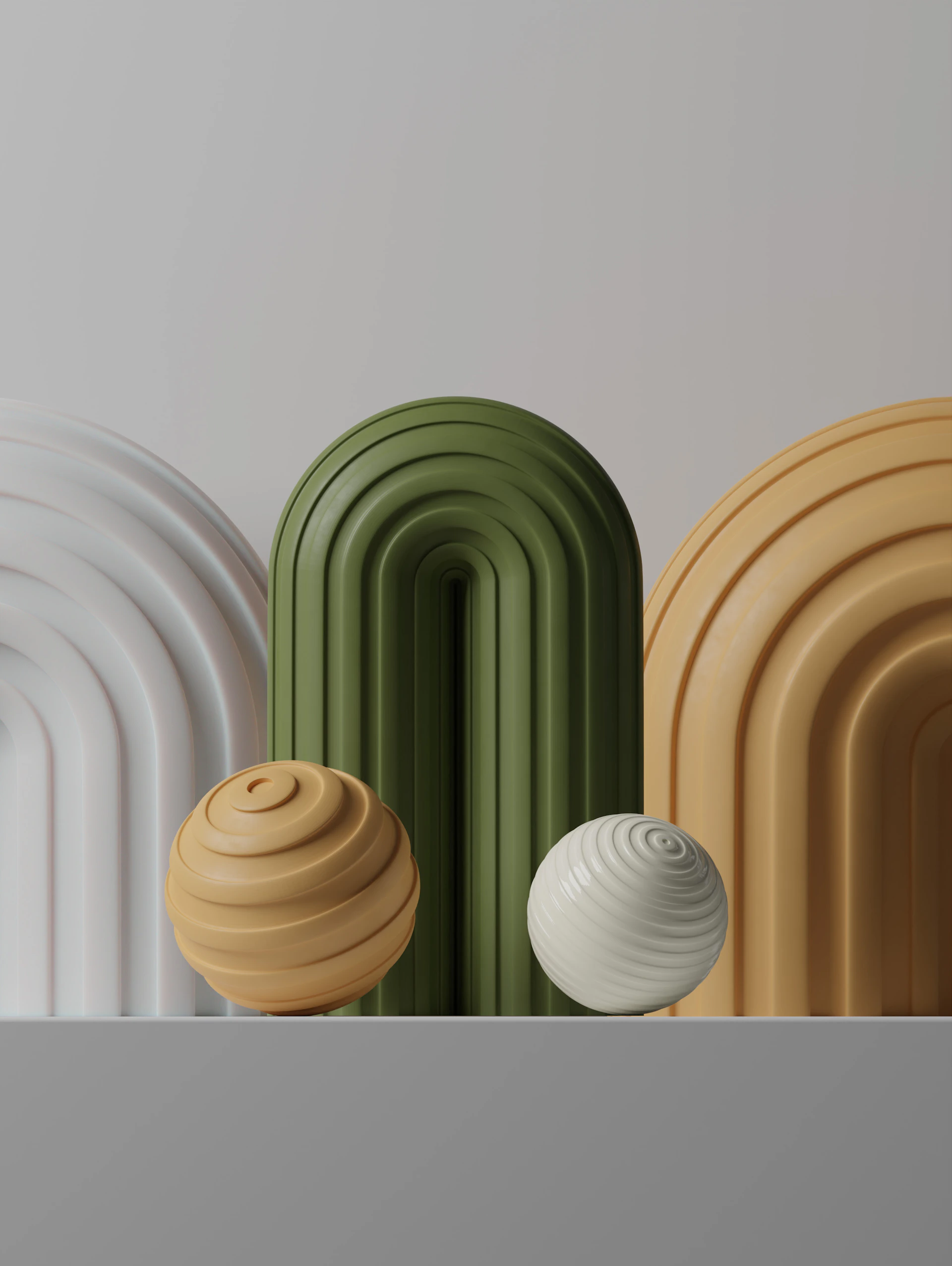a row of different colored vases sitting on top of a shelf