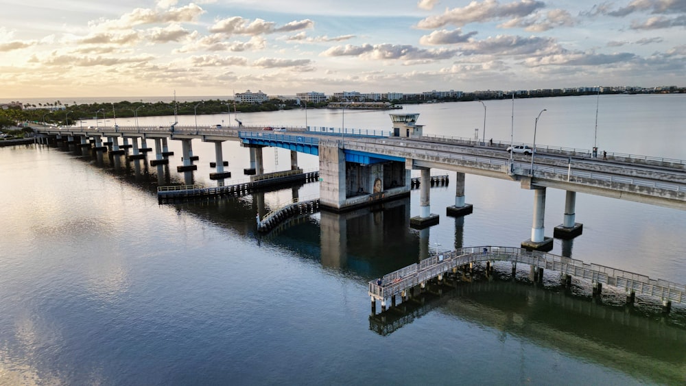 a bridge over a large body of water