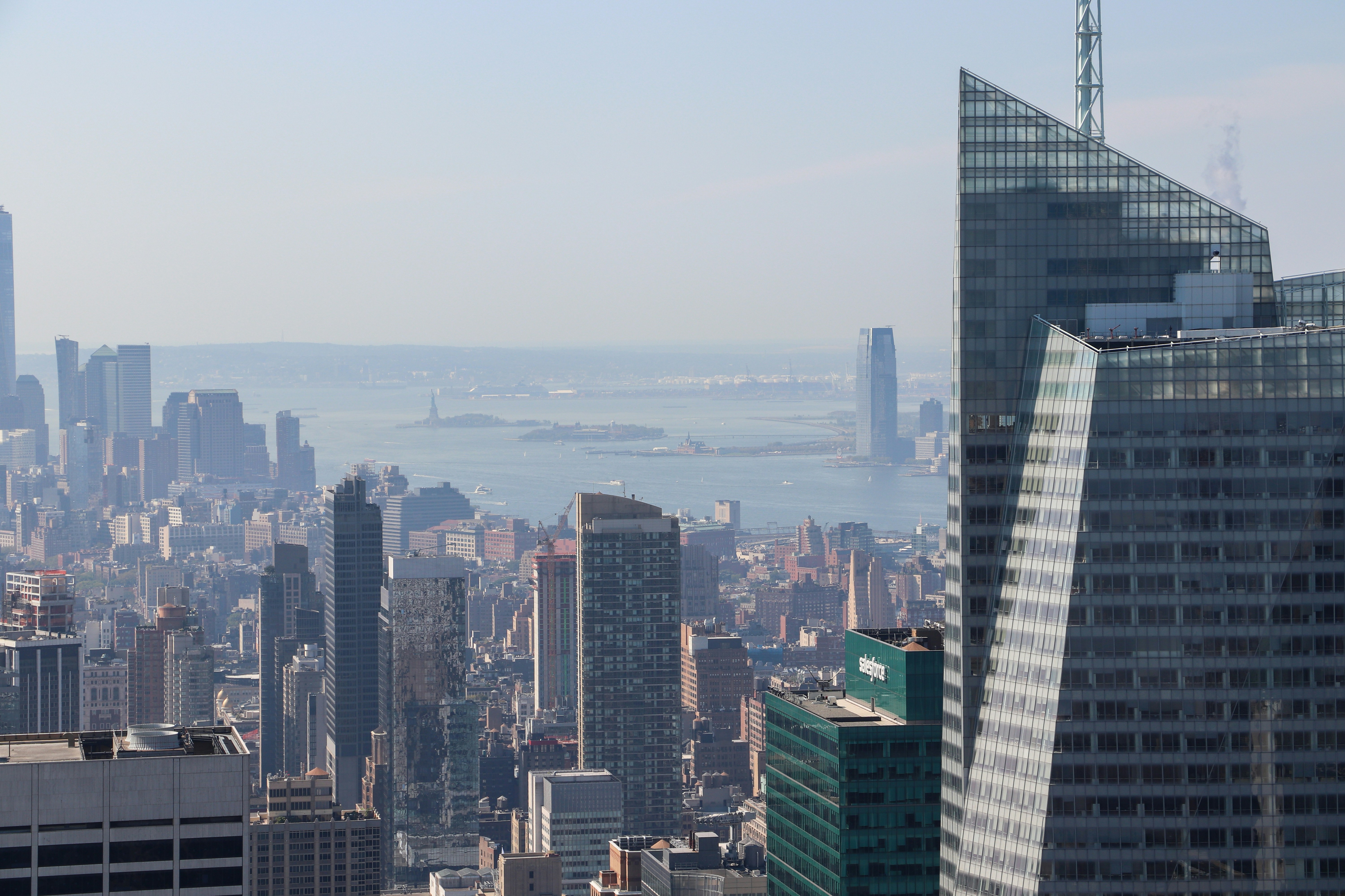 a view of a city from a tall building