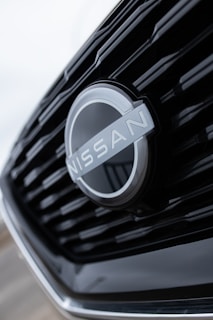 a close up of the front grille of a car