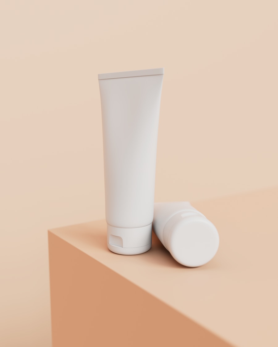 Milk jelly cleanser tube on a soft cream linen backdrop