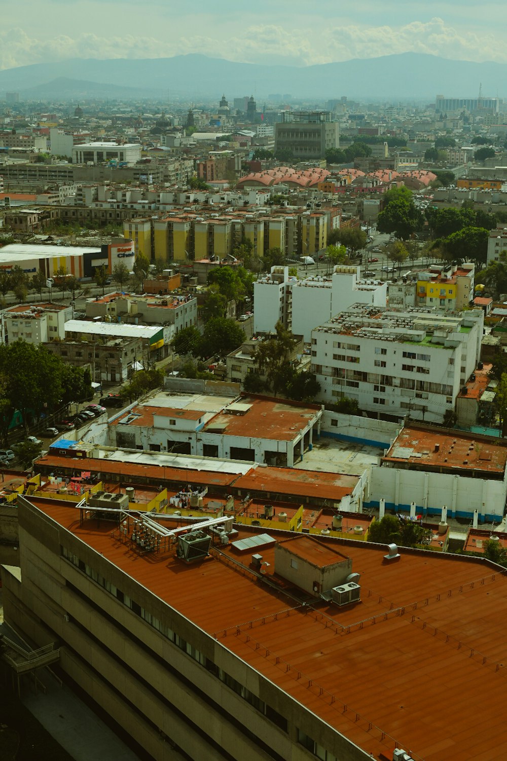 a view of a city from the top of a building