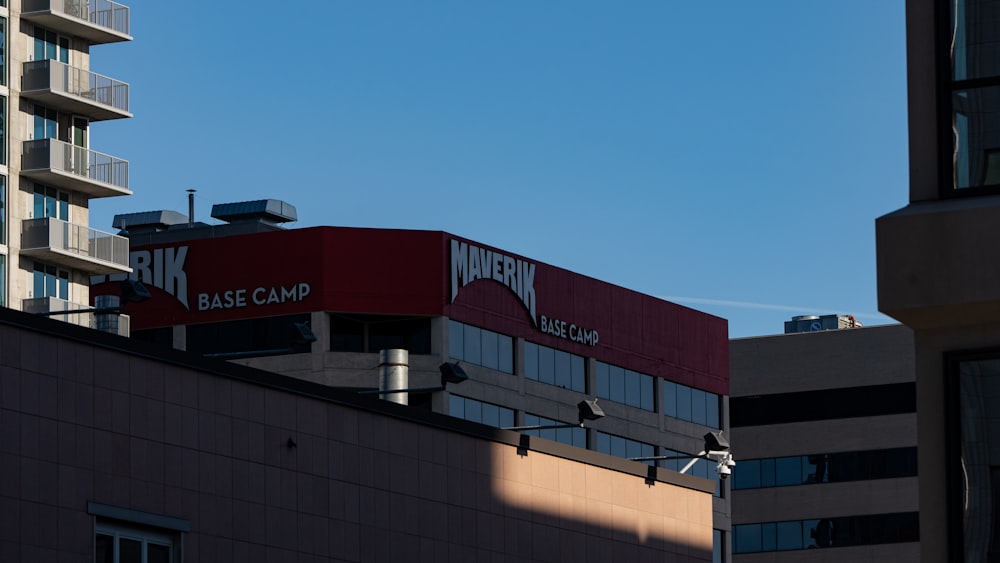 a building with a sign on top of it