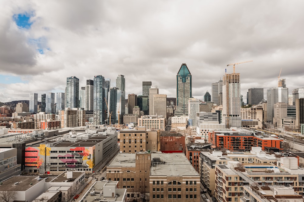 a view of a city with tall buildings