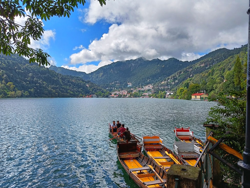 a couple of boats that are sitting in the water