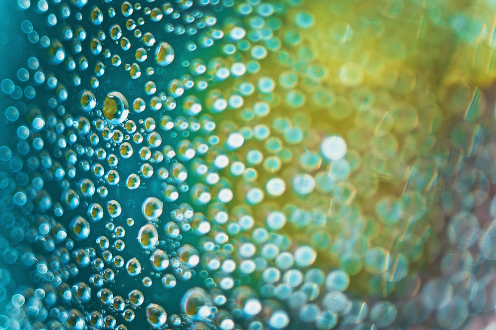a close up view of bubbles in a glass