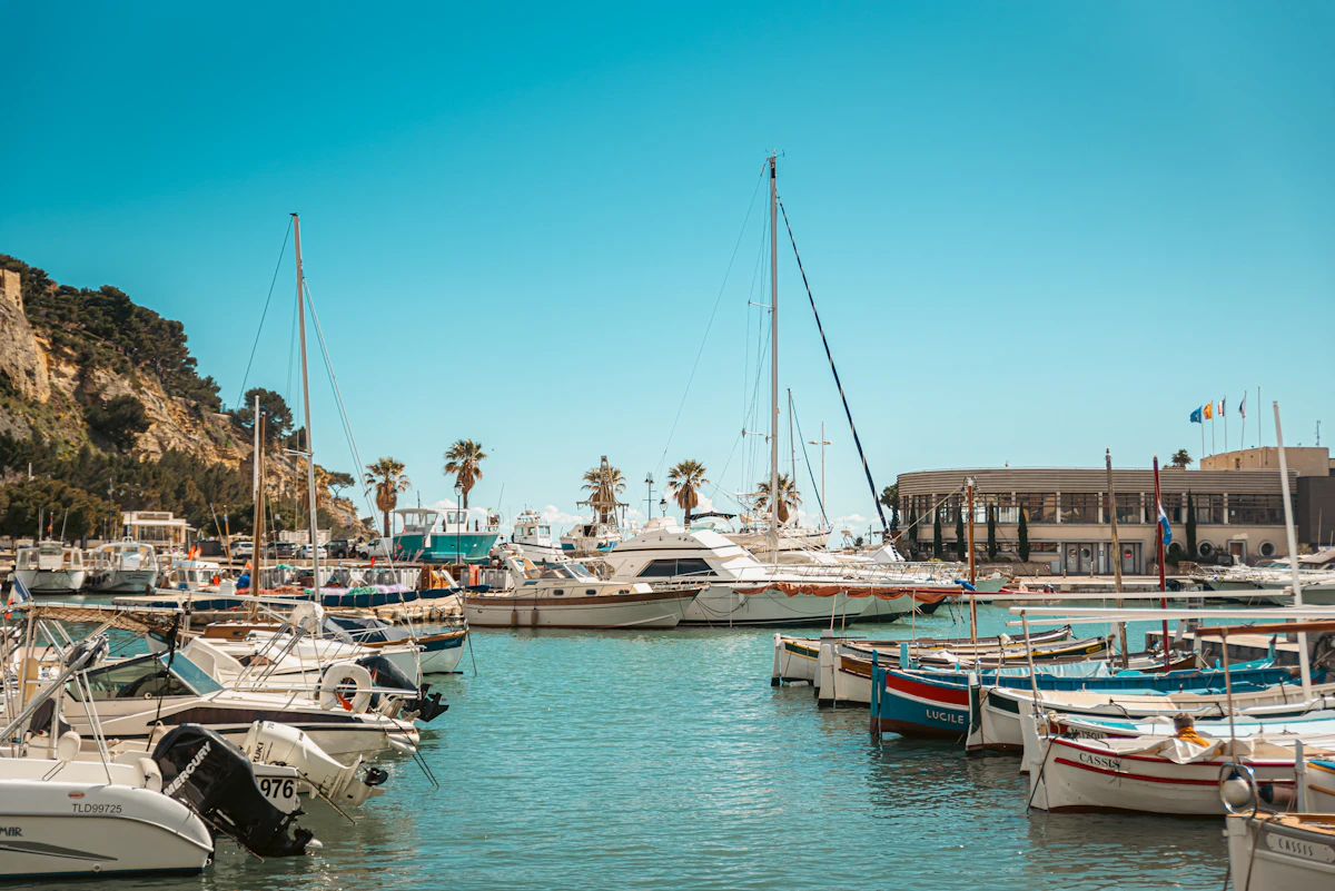 Boats moored in a Corfu marina