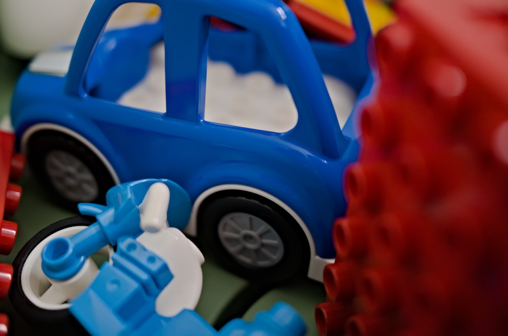 a close up of a toy car on a table
