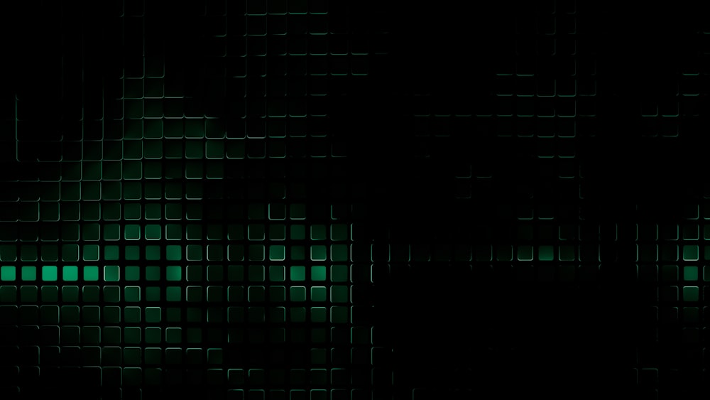 a black and green background with squares