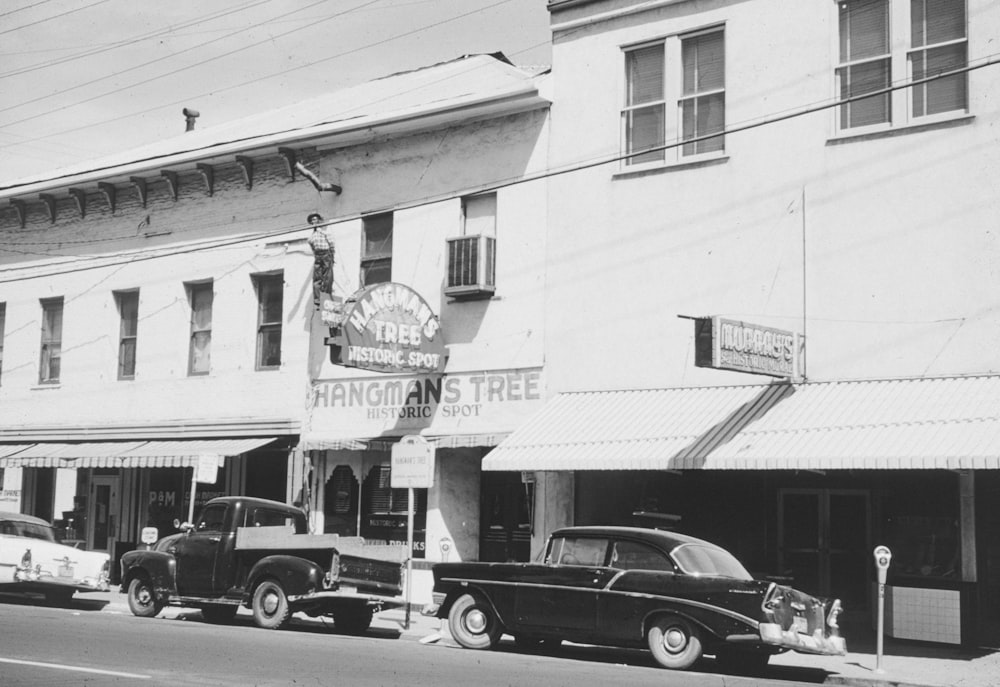 a black and white photo of an old town