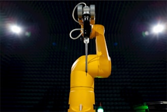 a robot that is standing in the dark