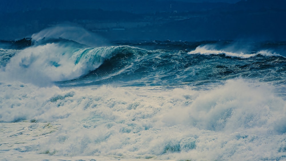 a painting of a large wave in the ocean