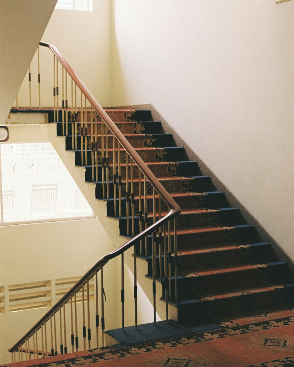 a set of stairs leading up to a second floor