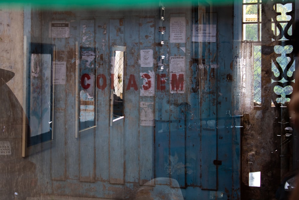 a door that has some signs on it