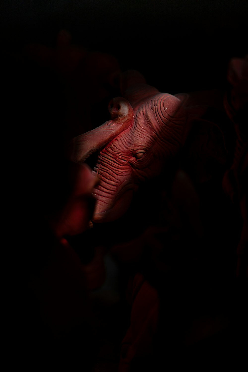 Eine Nahaufnahme eines Elefanten im Dunkeln