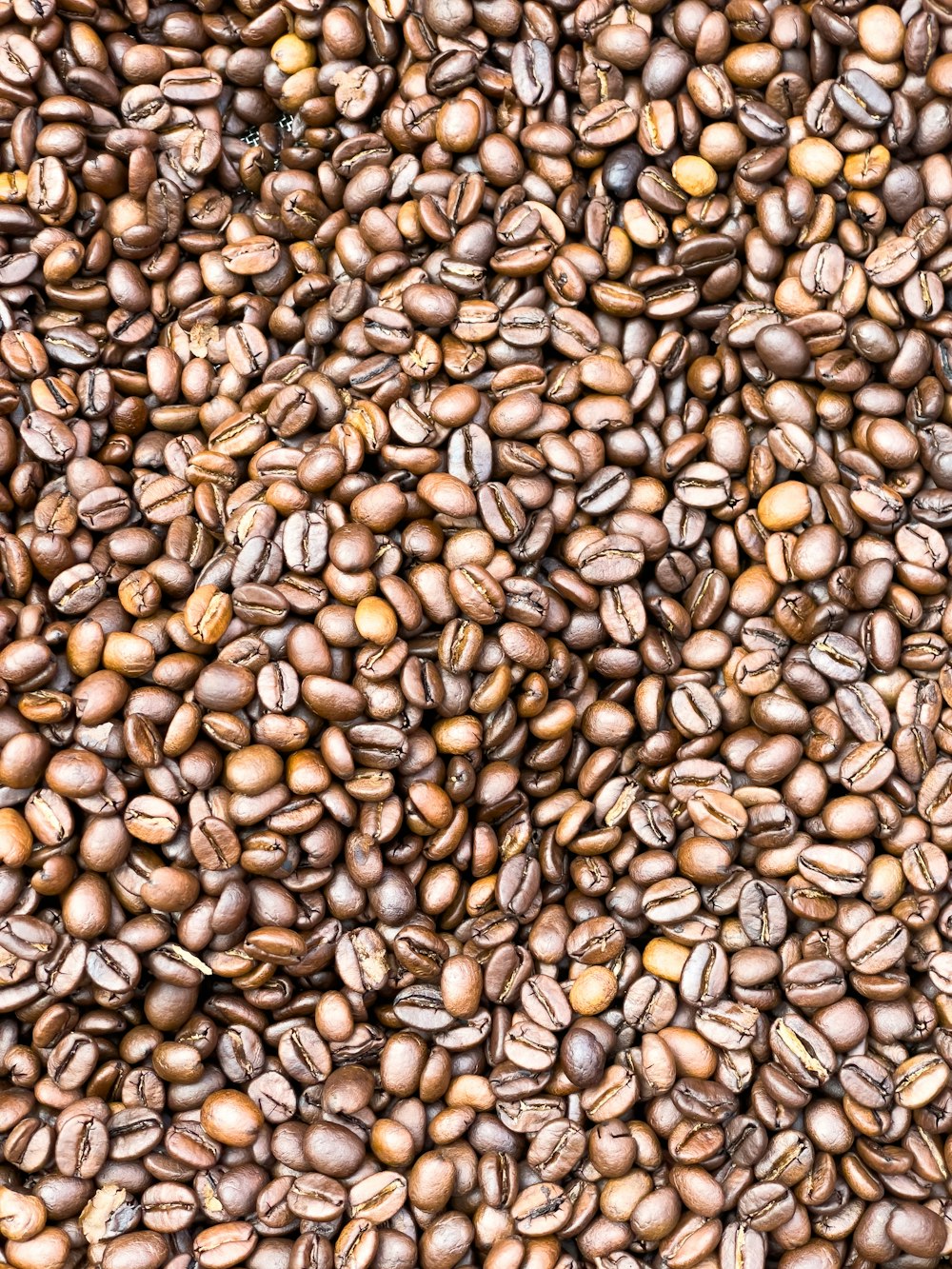 a pile of coffee beans is shown in this image