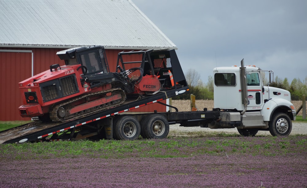 a tractor trailer with a tractor attached to it