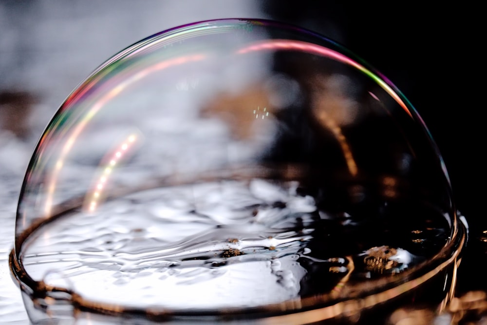 a close up of a glass of water