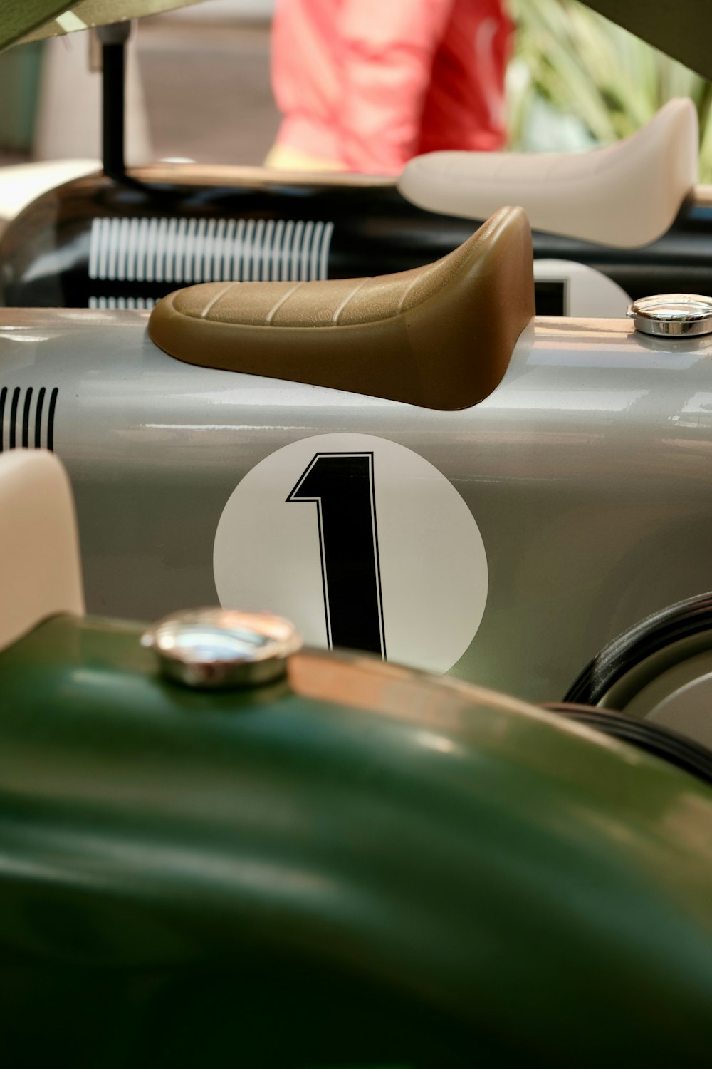 a close up of the front of a race car