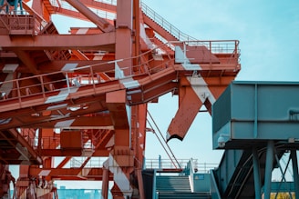 a large metal structure with stairs and railings