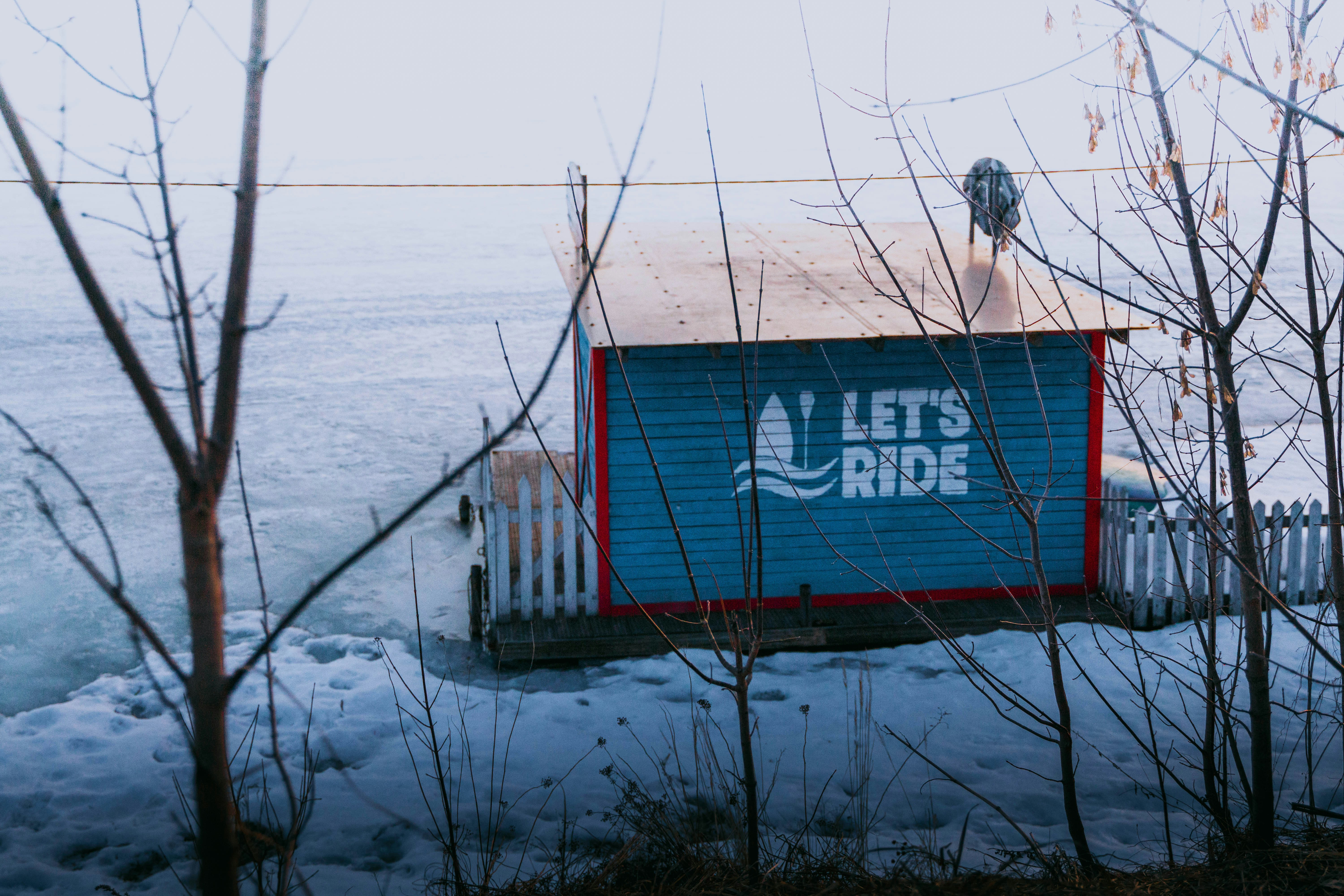 boat rental on the frozen reservoir