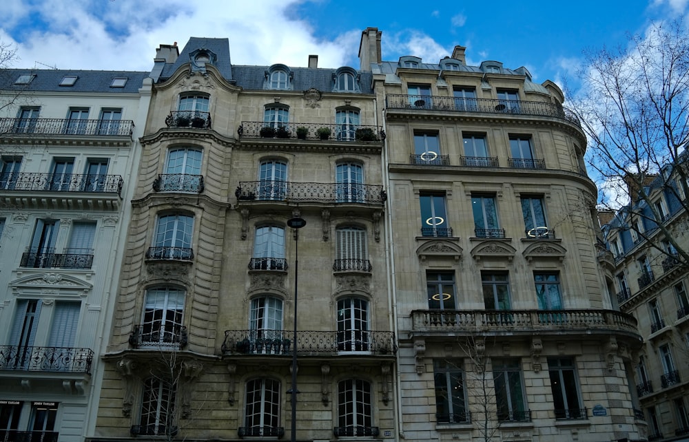 a tall building with balconies and balconies on it