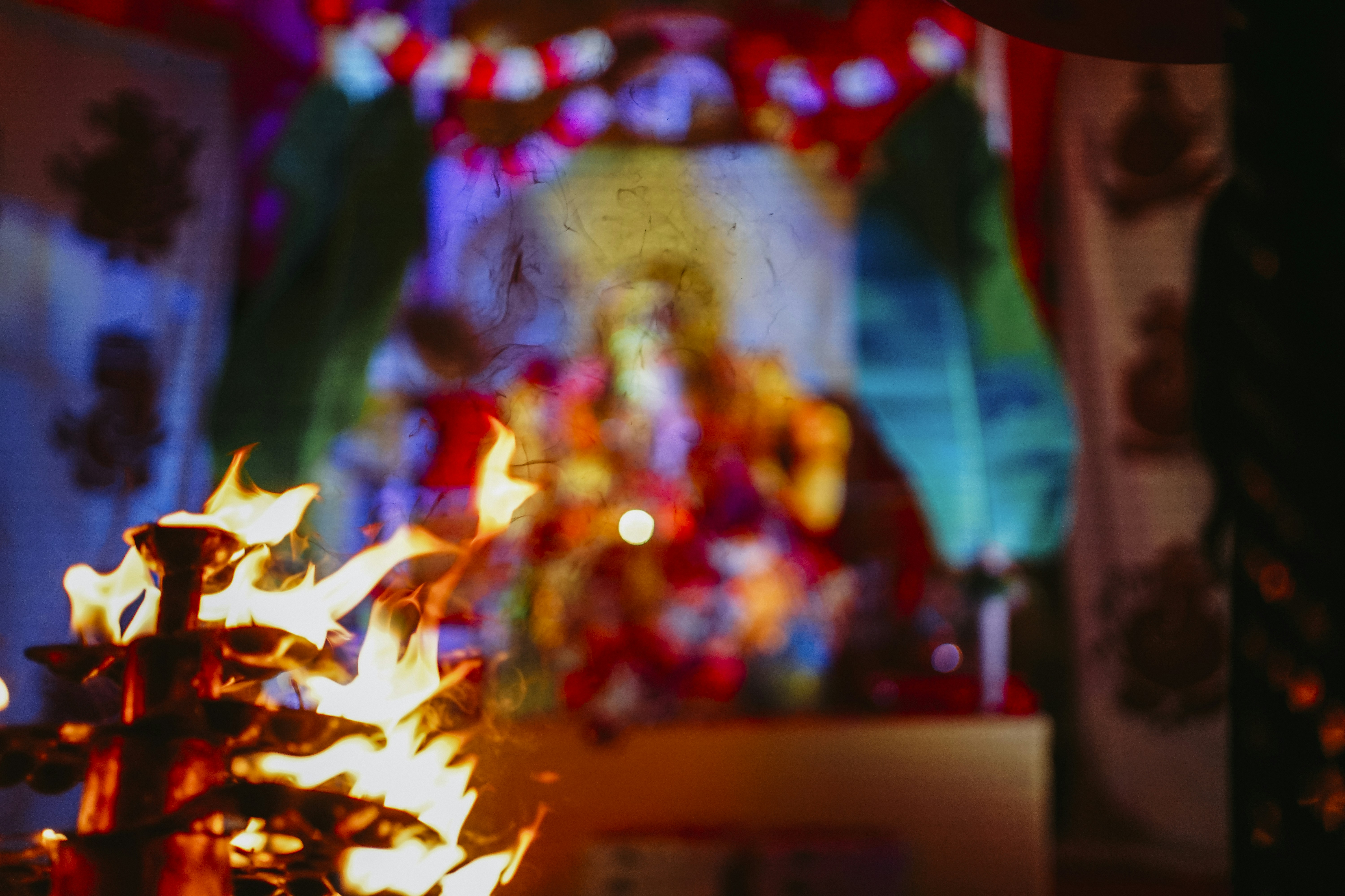 Candle lit shrine workspace
