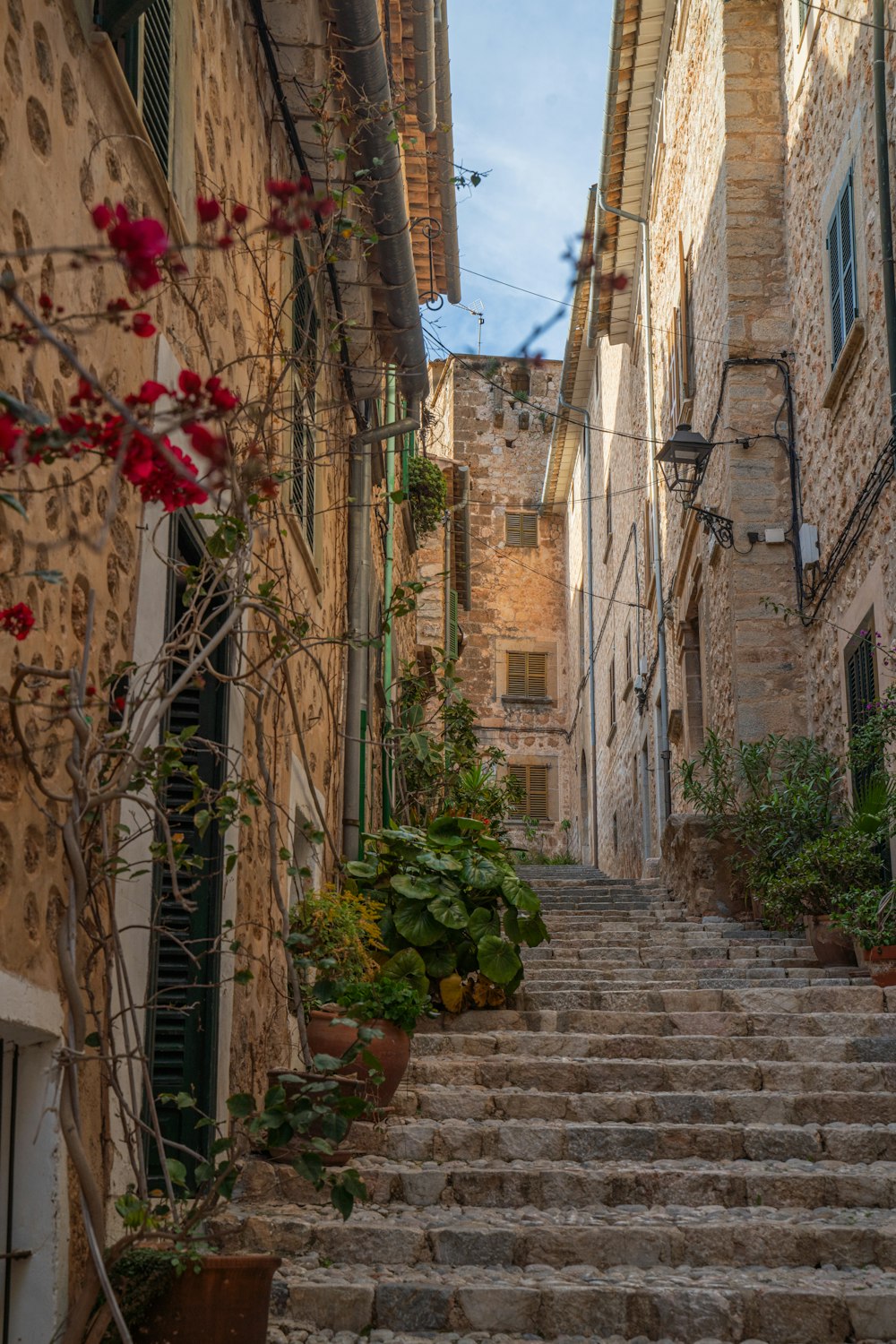 a set of stone steps leading up to a building