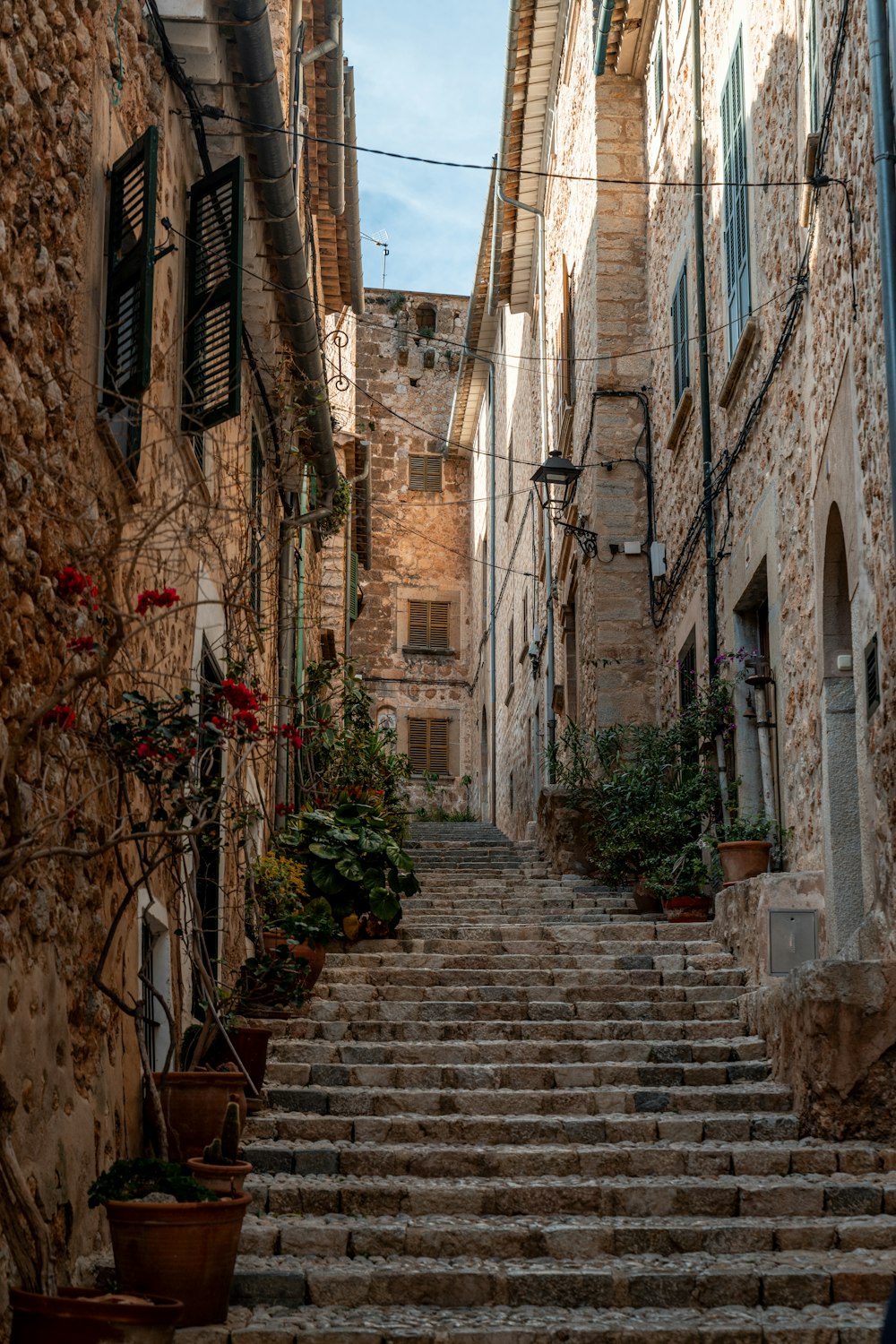 a set of stone steps leading up to a building