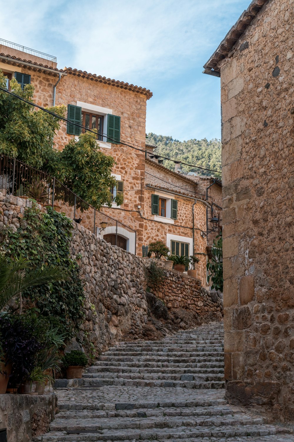 a set of stone steps leading up to a building