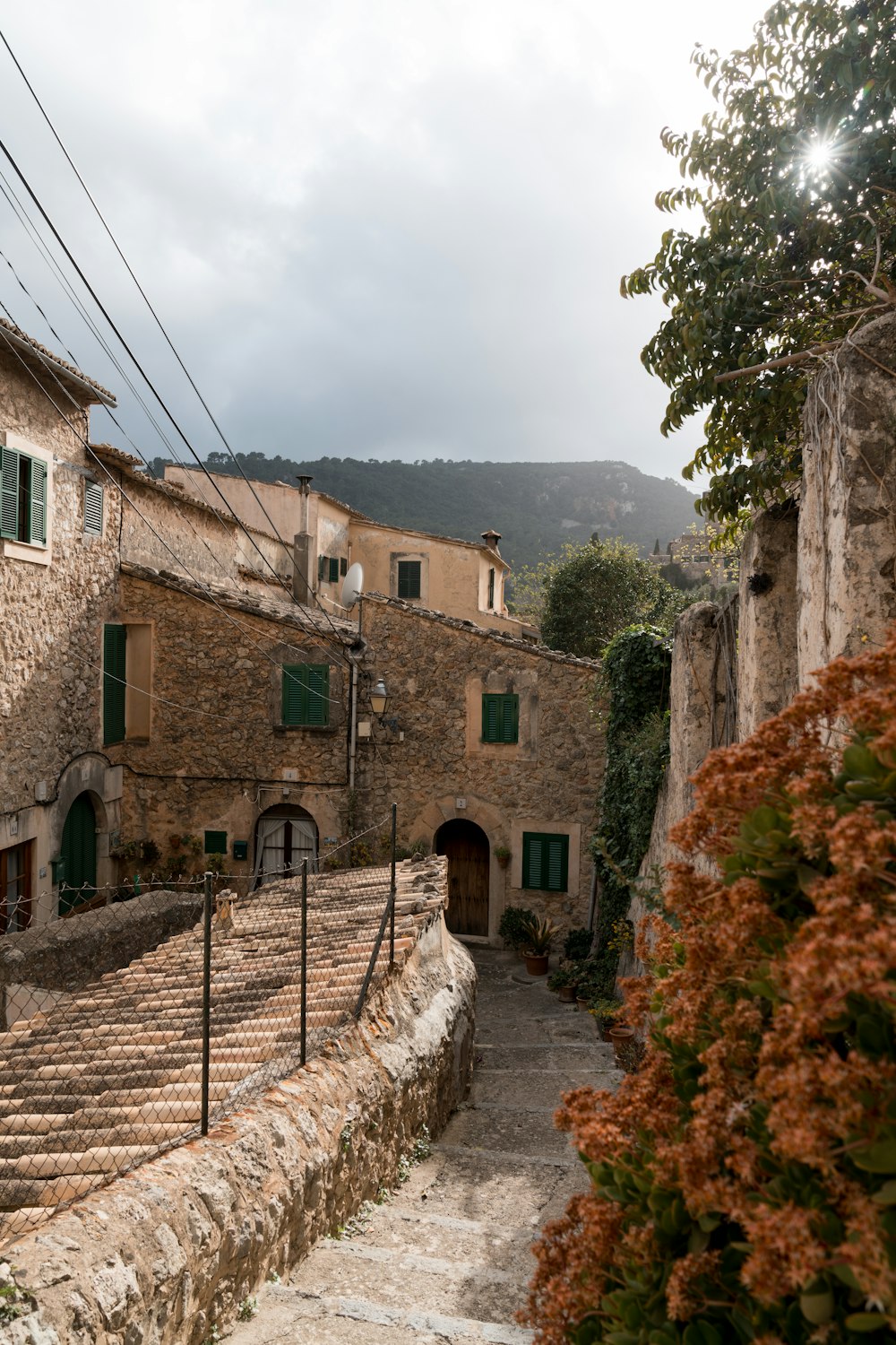 a stone building with steps leading up to it