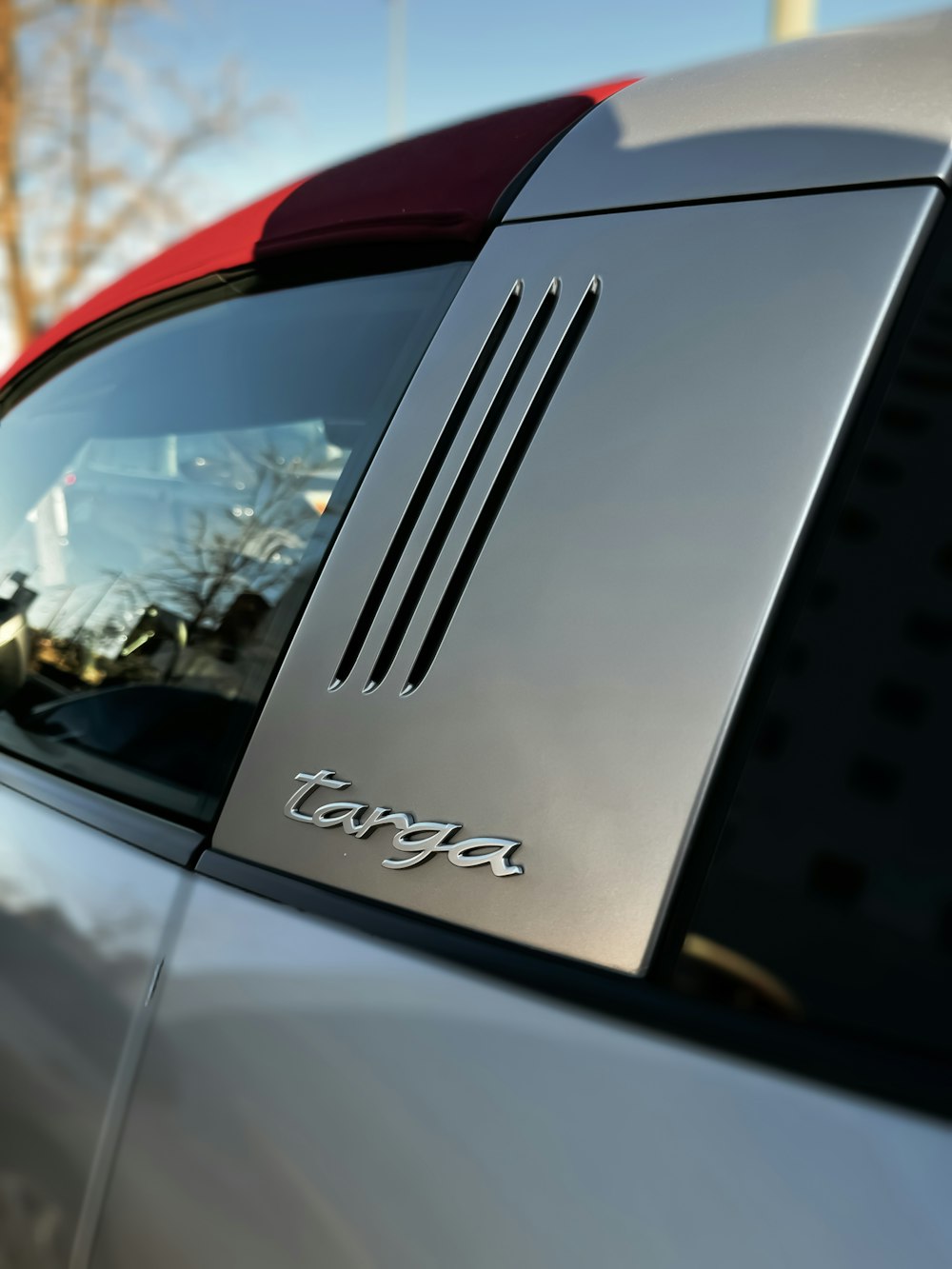 a close up of a car's tail light