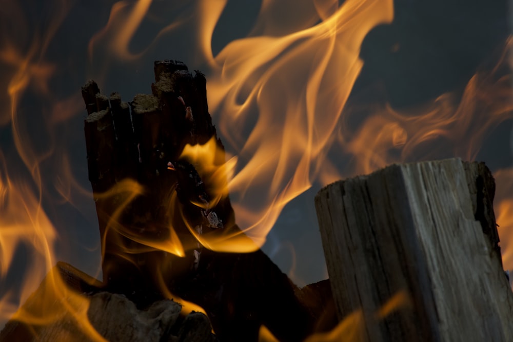 a close up of a fire with flames coming out of it