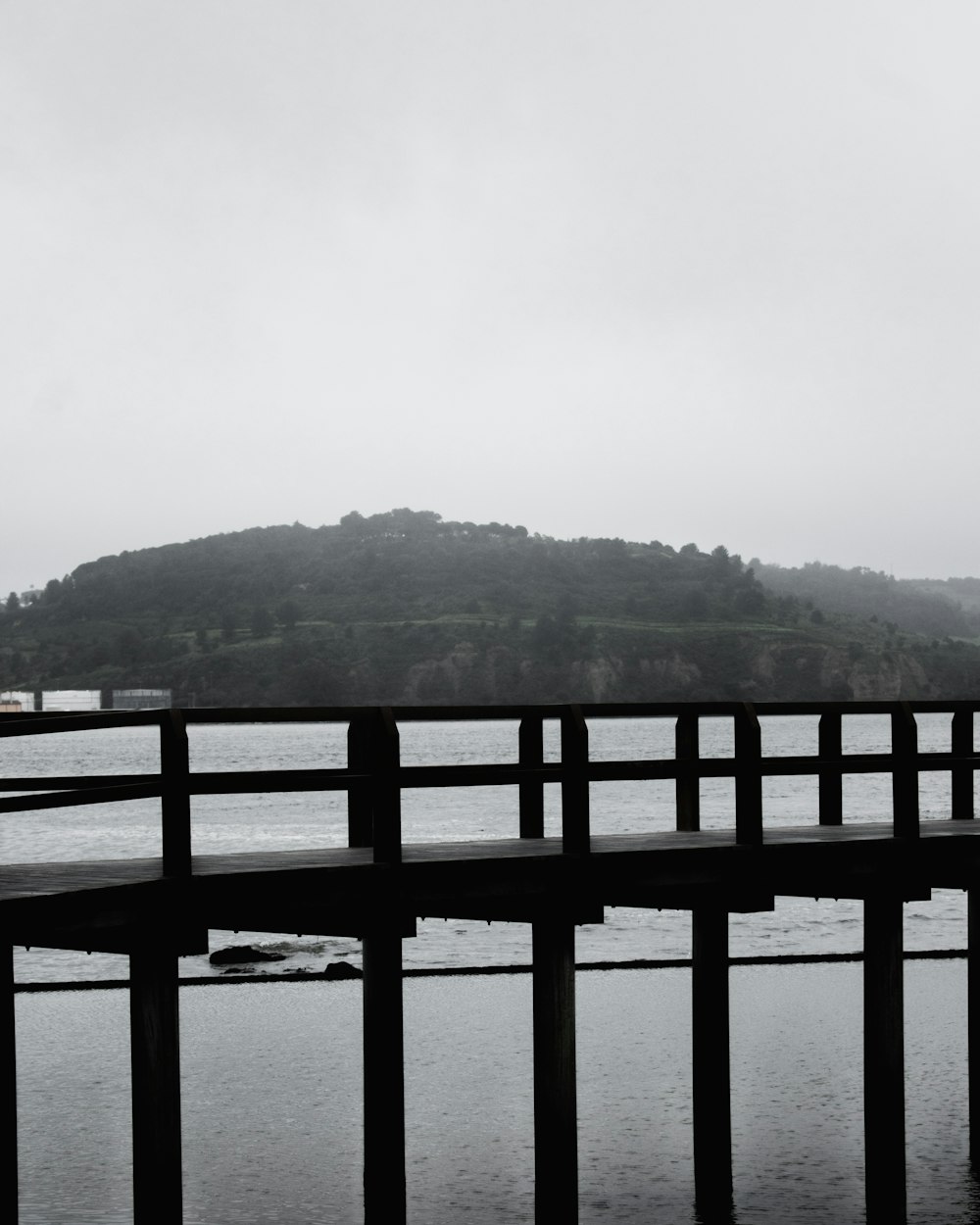 a person walking across a bridge over a body of water