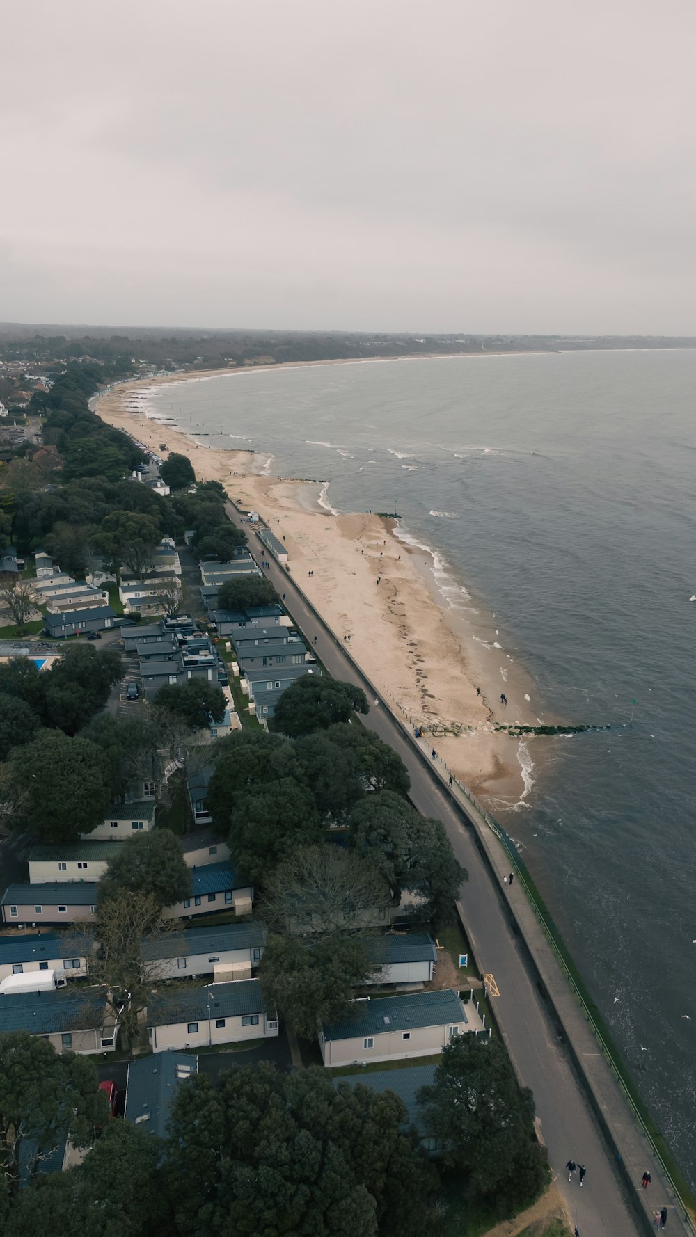 an aerial view of a beach and the ocean