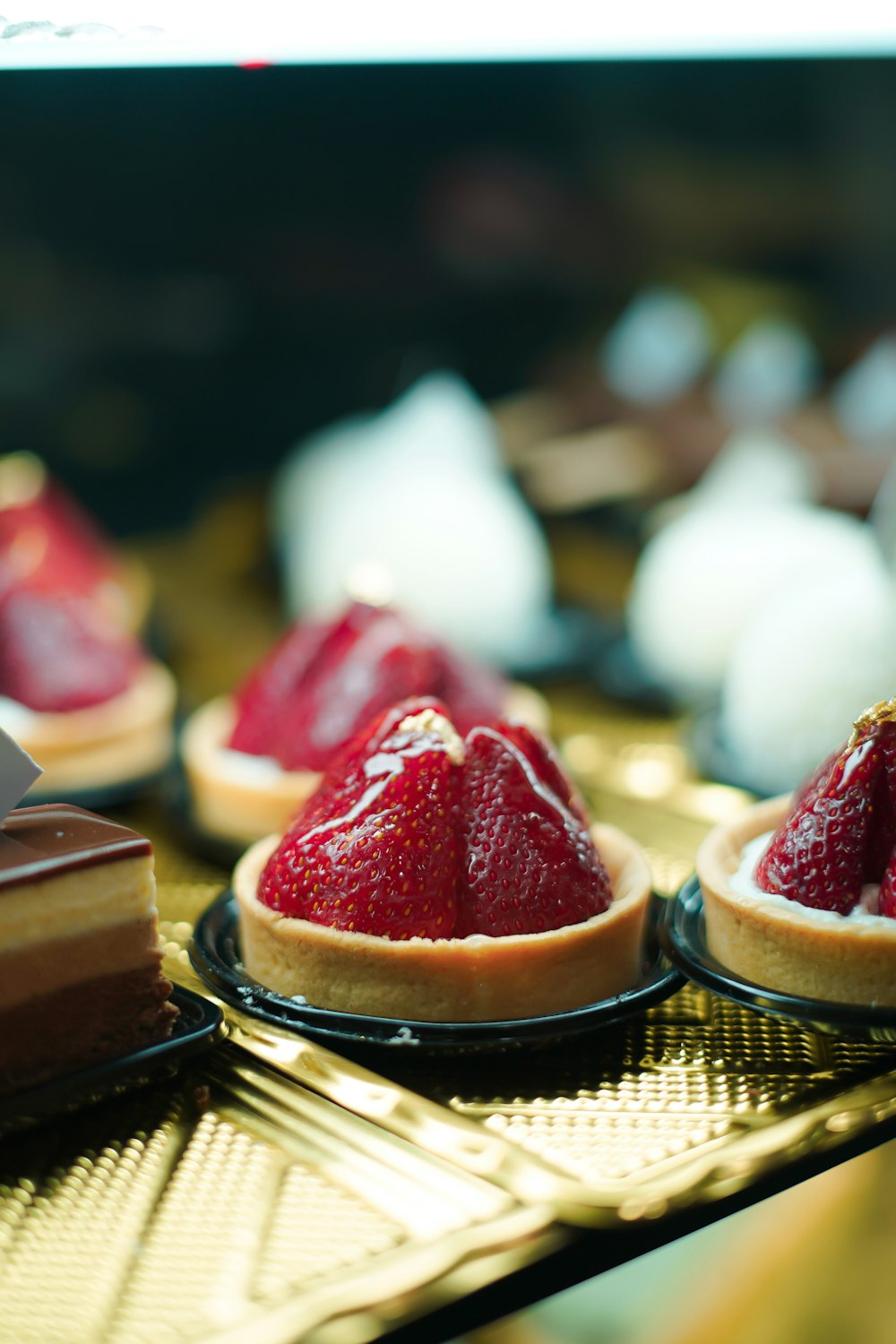 a close up of a plate of desserts on a table