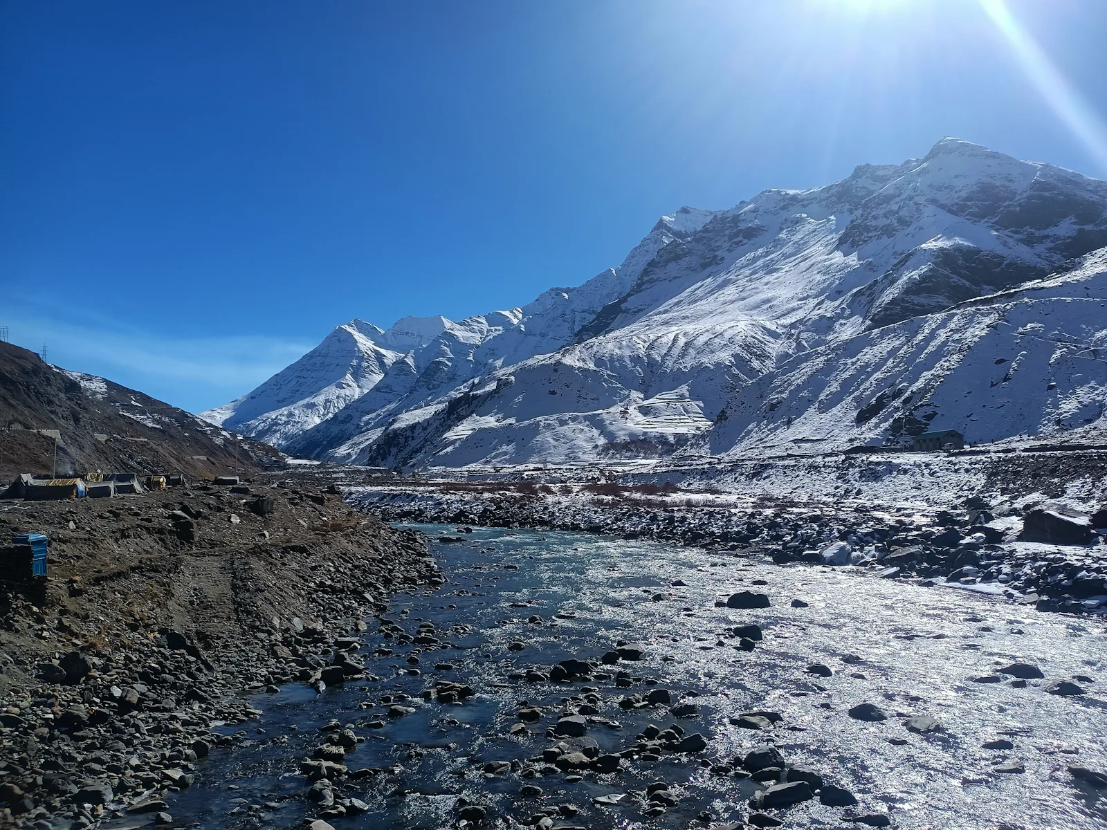 Manali valley with snow-capped peaks