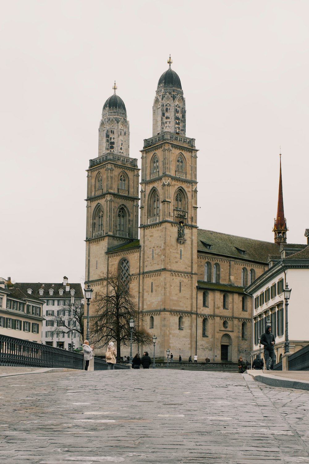 a large building with two towers on top of it