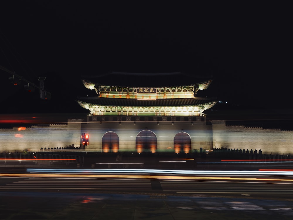 a long exposure of a building at night