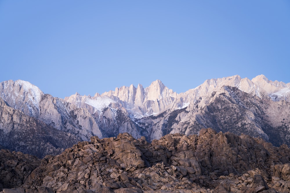 a mountain range with snow on the top