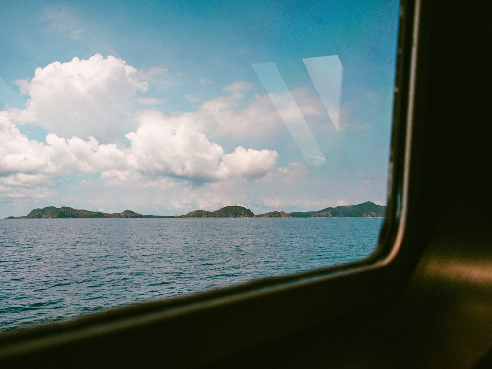 a view of a body of water from a window