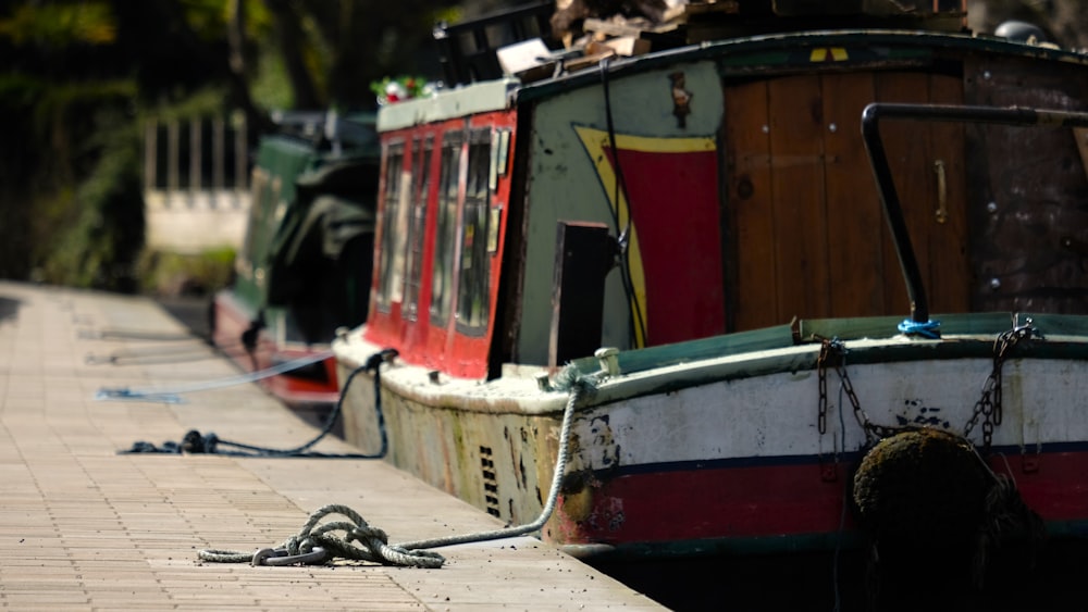 a couple of boats sitting next to each other