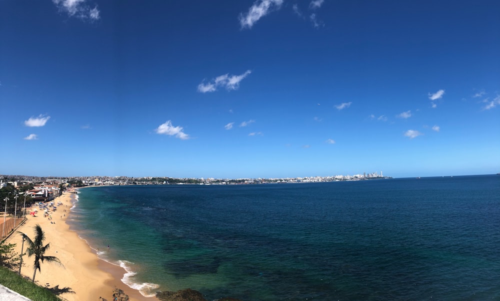 a view of a beach from a high point of view